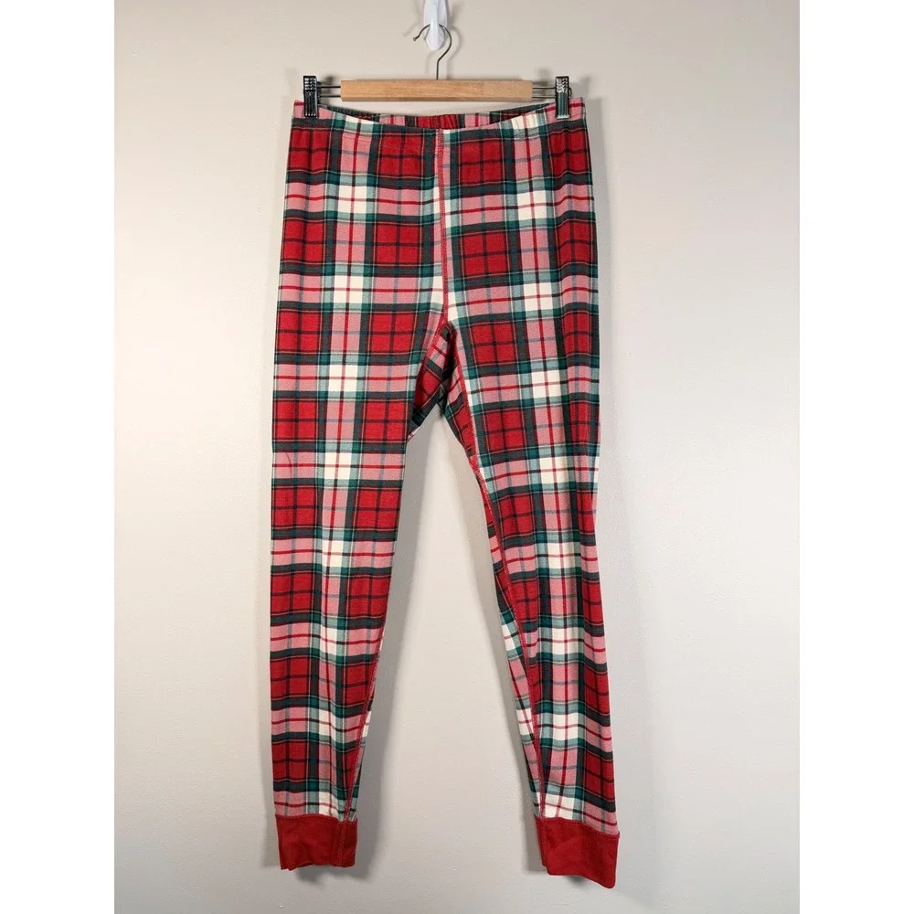 Hanna Andersson Red Plaid Organic Cotton Pajama Pants Large Holiday Tartan
